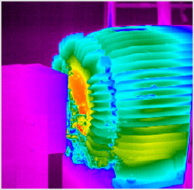 Infrared image showing overheated electrical motor
